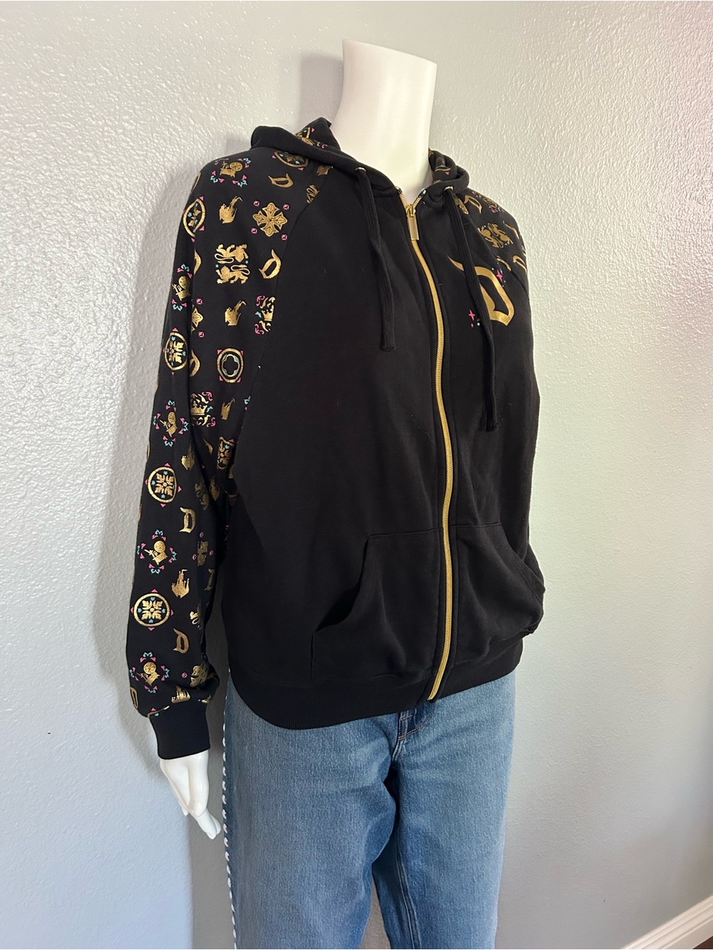 Disney Parks Disneyland Sleeping Beauty Castle Gold Foil Hoodie Small